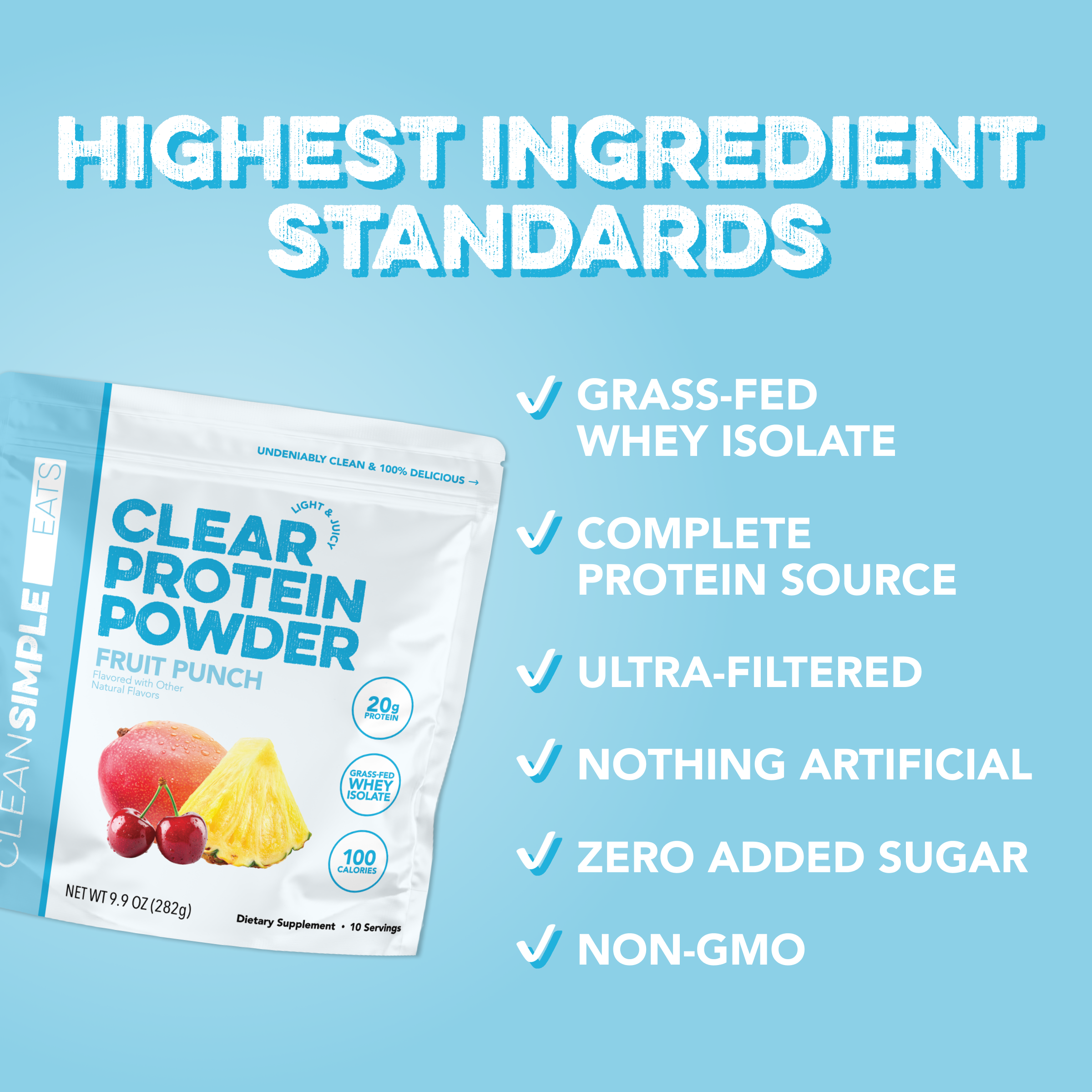 Clear Protein Powder: Fruit Punch (10 Serving)