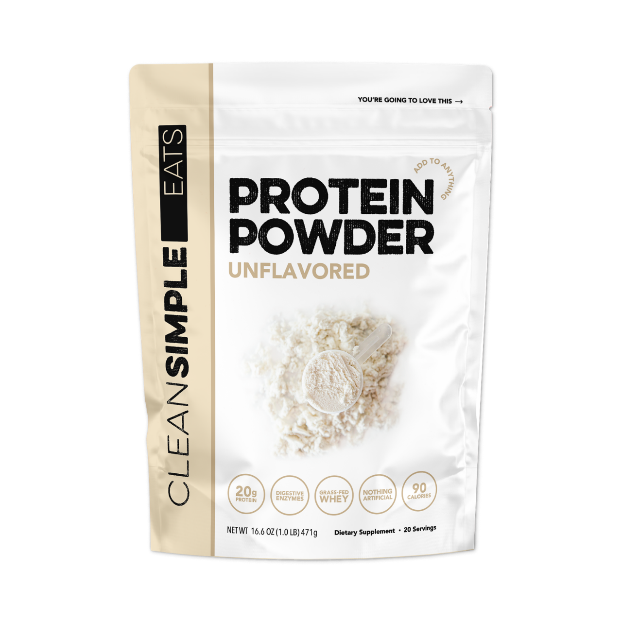 Protein Powder: Unflavored (20 Serving Bag)