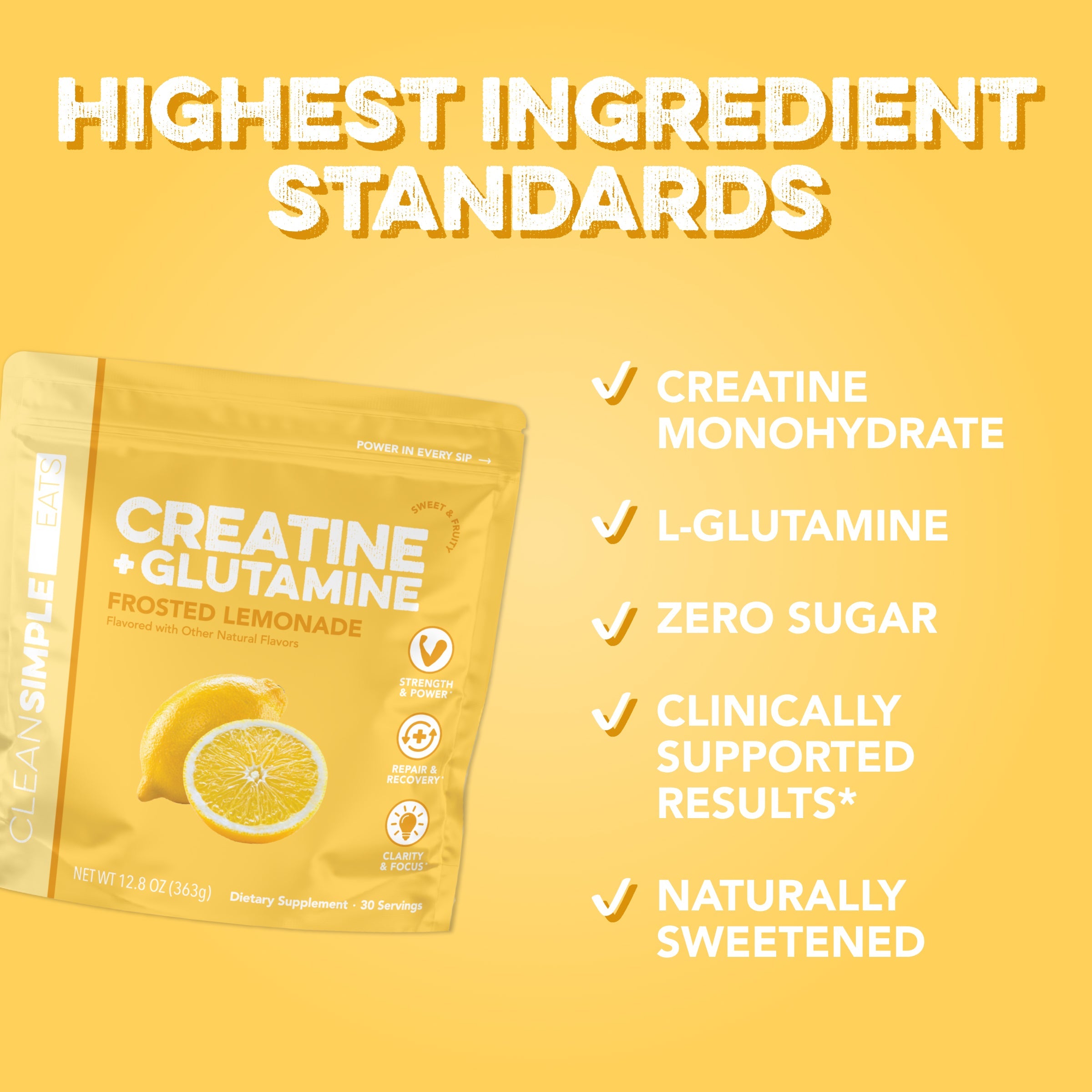 Creatine + Glutamine: Frosted Lemonade (30 Serving Bag)