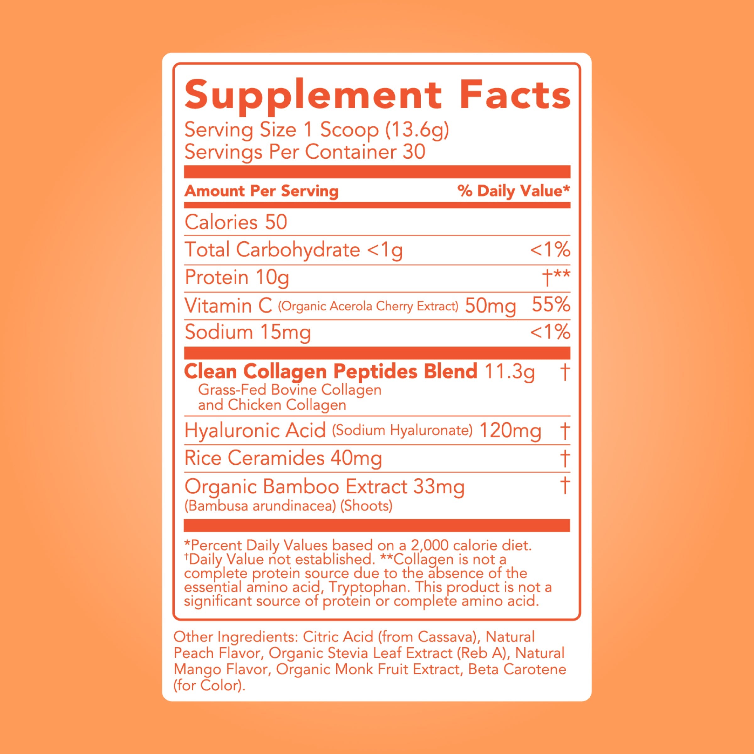 Collagen + Beauty Blend: Peach Mango (30 Servings)